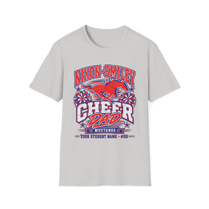 Nixon-Smiley Mustangs Cheer Dad T-Shirt — School Spirit Fan Tee