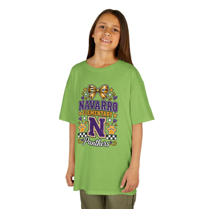 Kids Navarro Elementary Panthers T‑Shirt — Purple & Gold School Spirit Tee