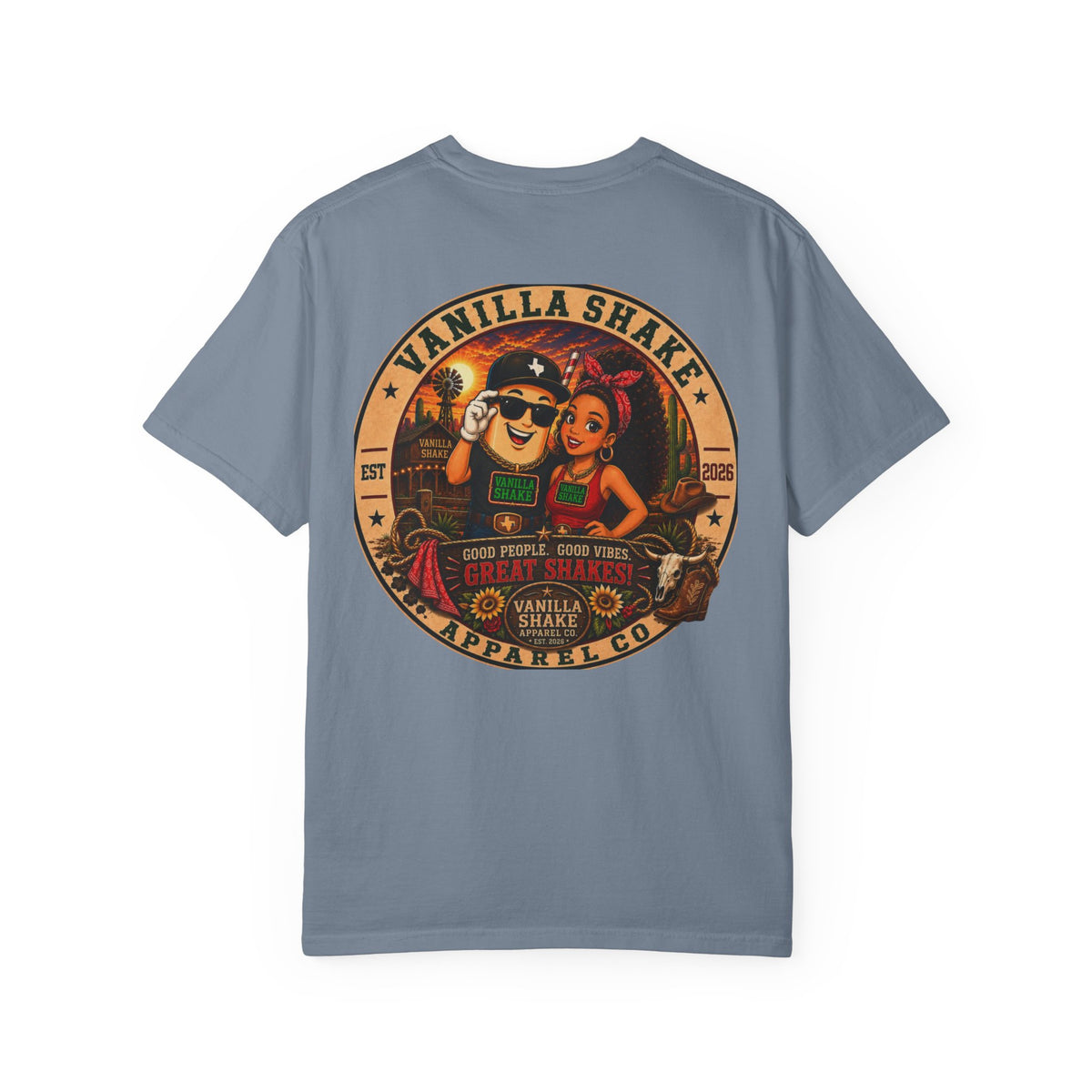 Mr. & Mrs. Shake Logo Unisex Garment-Dyed T-shirt