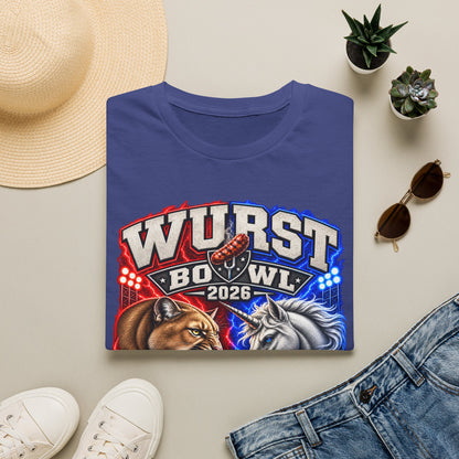 Wurst Bowl 2026 T‑Shirt — Rivalry Game Day Tee (Sausage vs. Unicorn)