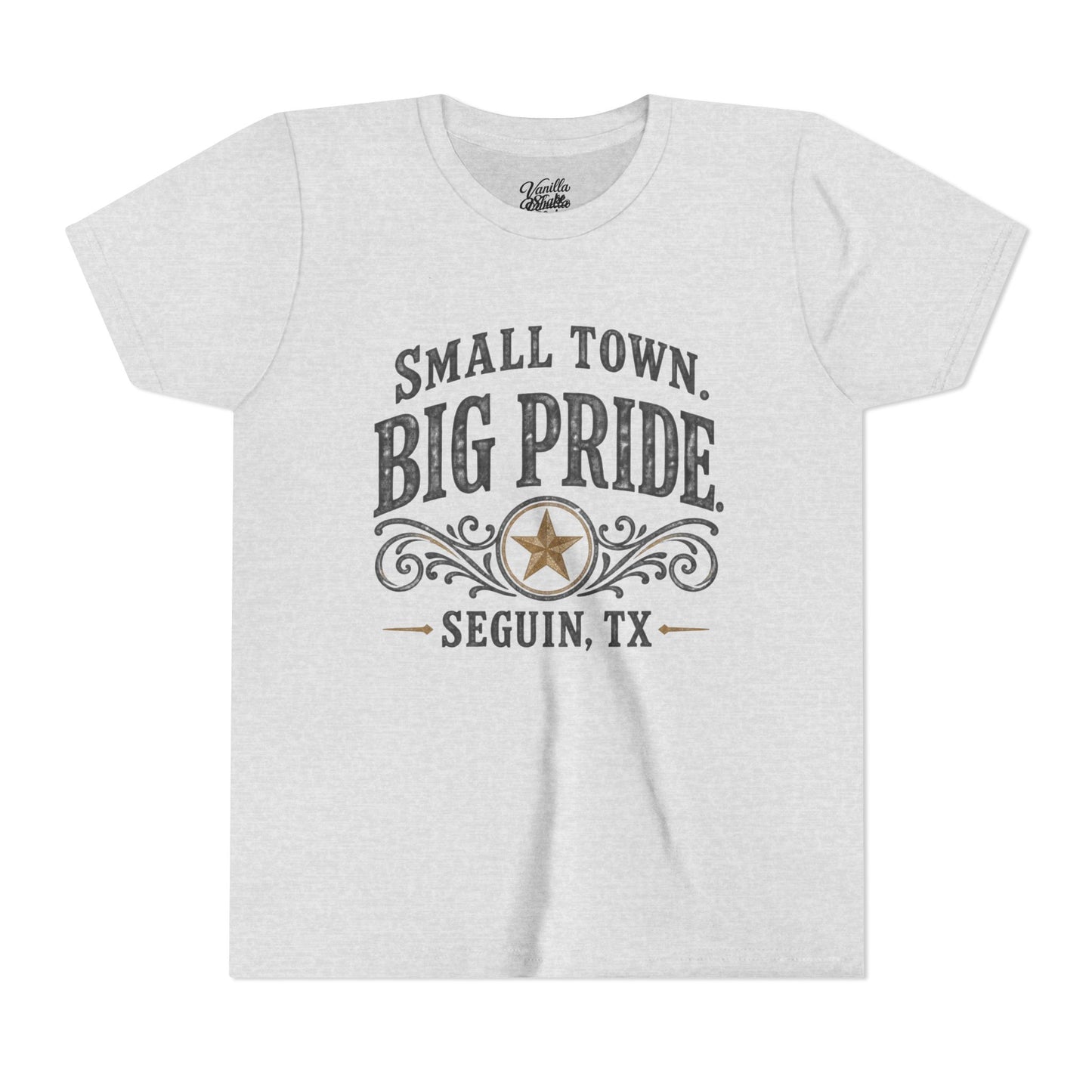 Youth Tee — "Small Town. Big Pride. Seguin, TX" Vintage Star