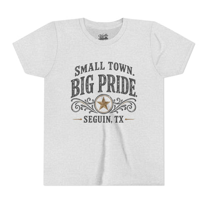 Youth Tee — "Small Town. Big Pride. Seguin, TX" Vintage Star