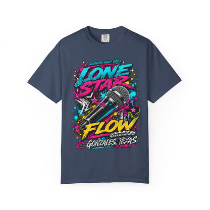 Lone Star Flow Microphone T-Shirt — Gonzales, Texas Retro Rap Tee
