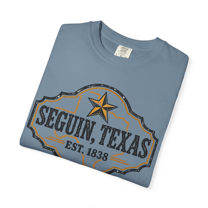 Seguin, Texas Vintage Badge T-Shirt — Est. 1838 Cotton Tee