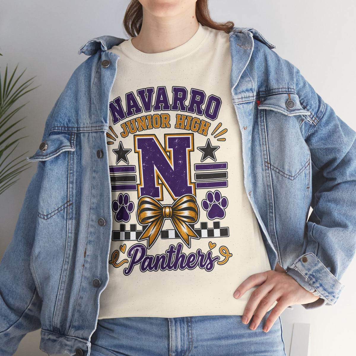 Navarro Junior High Panthers T-Shirt – School Spirit Tee with Purple & Gold Mascot Design