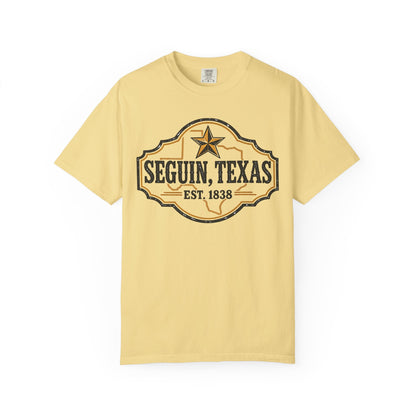 Seguin, Texas Vintage Badge T-Shirt — Est. 1838 Cotton Tee