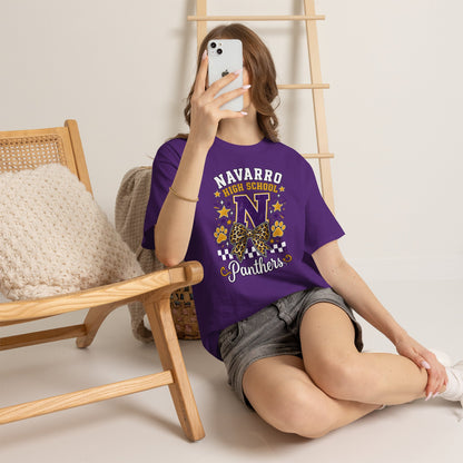 Navarro Panthers High School Tee — 'N' Leopard Ribbon Paw Print Design