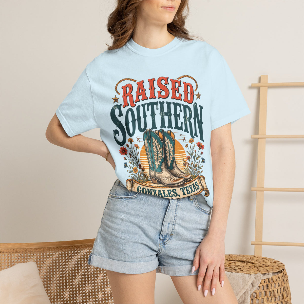 Raised Southern T-Shirt — Gonzales, Texas Retro Western Tee
