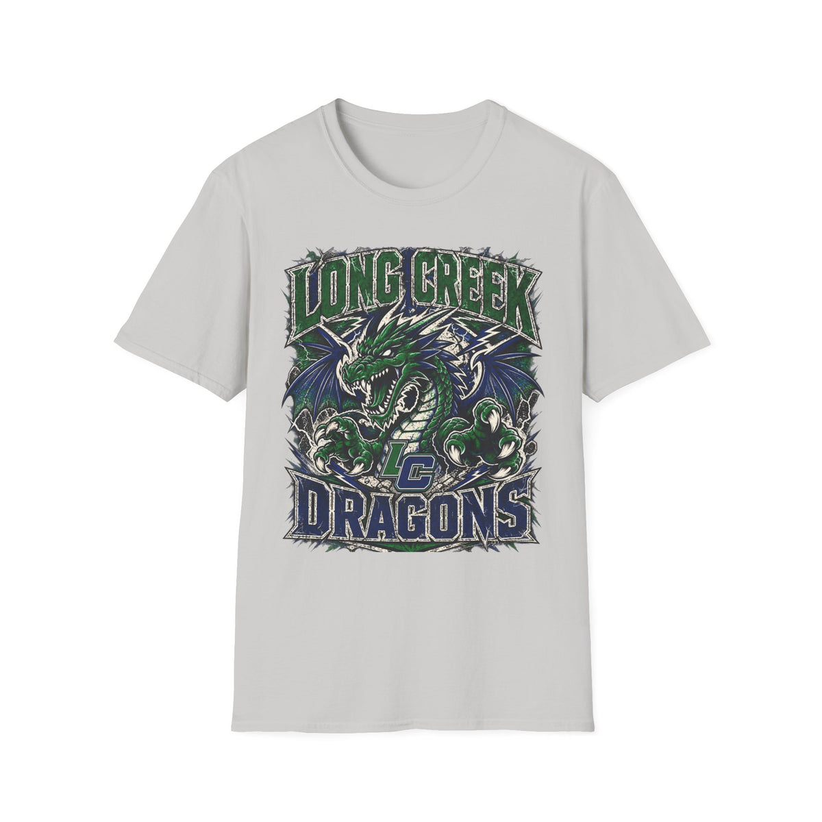 Long Creek Dragons T-Shirt — Vintage Green Dragon School Spirit Tee