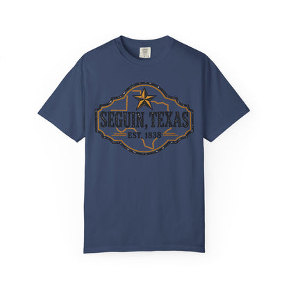 Seguin, Texas Vintage Badge T-Shirt — Est. 1838 Cotton Tee