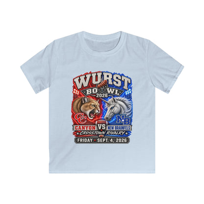 Kids Rivalry Football Tee — Canyon vs New Braunfels ‘Wurst Bowl’ 2026 Game Day Shirt