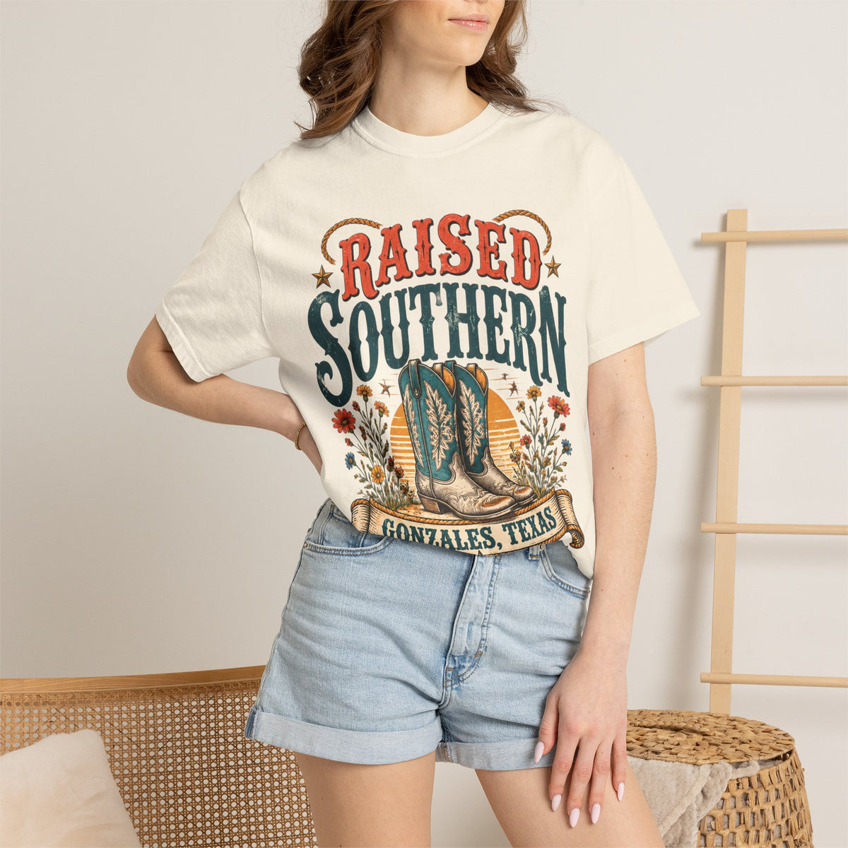 Raised Southern T-Shirt — Gonzales, Texas Retro Western Tee
