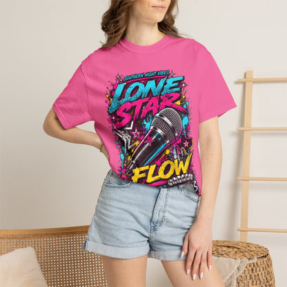 Lone Star Flow Microphone T-Shirt — Gonzales, Texas Retro Rap Tee