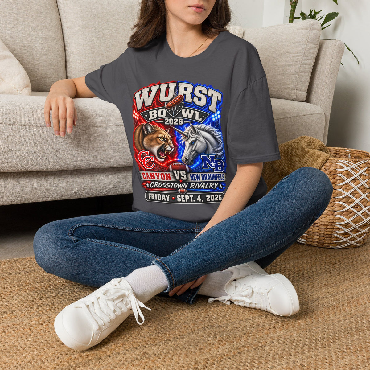 Wurst Bowl 2026 T‑Shirt — Rivalry Game Day Tee (Sausage vs. Unicorn)