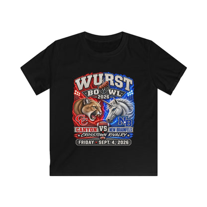 Kids Rivalry Football Tee — Canyon vs New Braunfels ‘Wurst Bowl’ 2026 Game Day Shirt