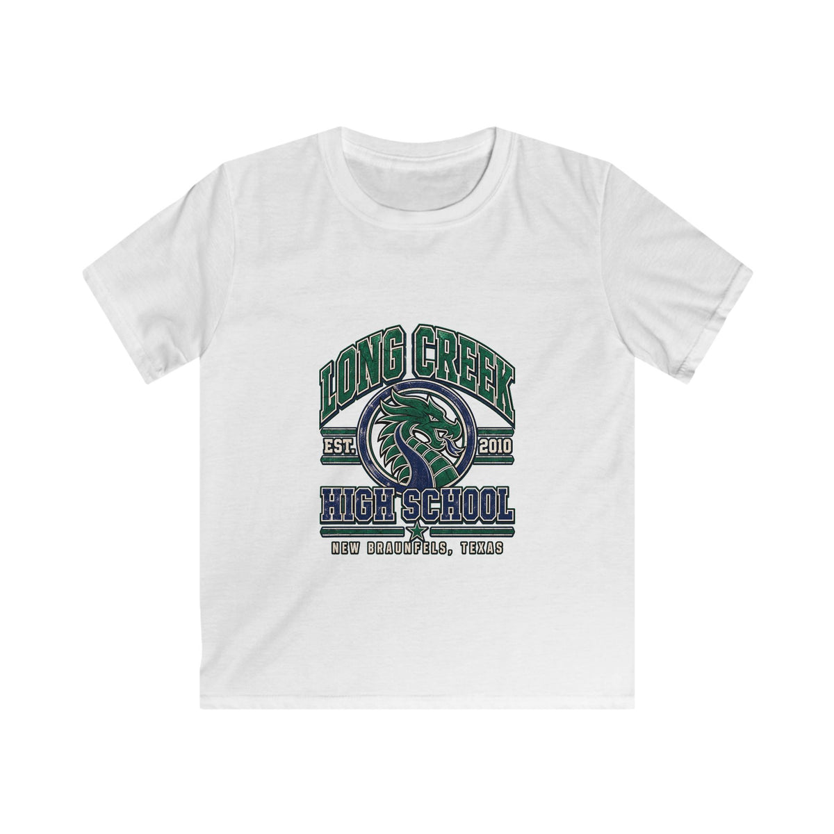 Long Creek High School Kids Tee – Dragon Mascot School Spirit Shirt