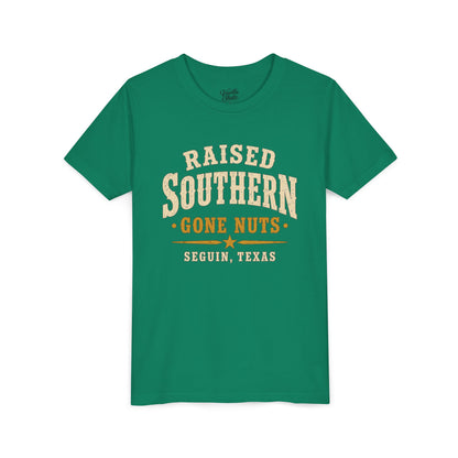 Youth Tee — "Raised Southern, Lone Star" Seguin, Texas Kids Shirt