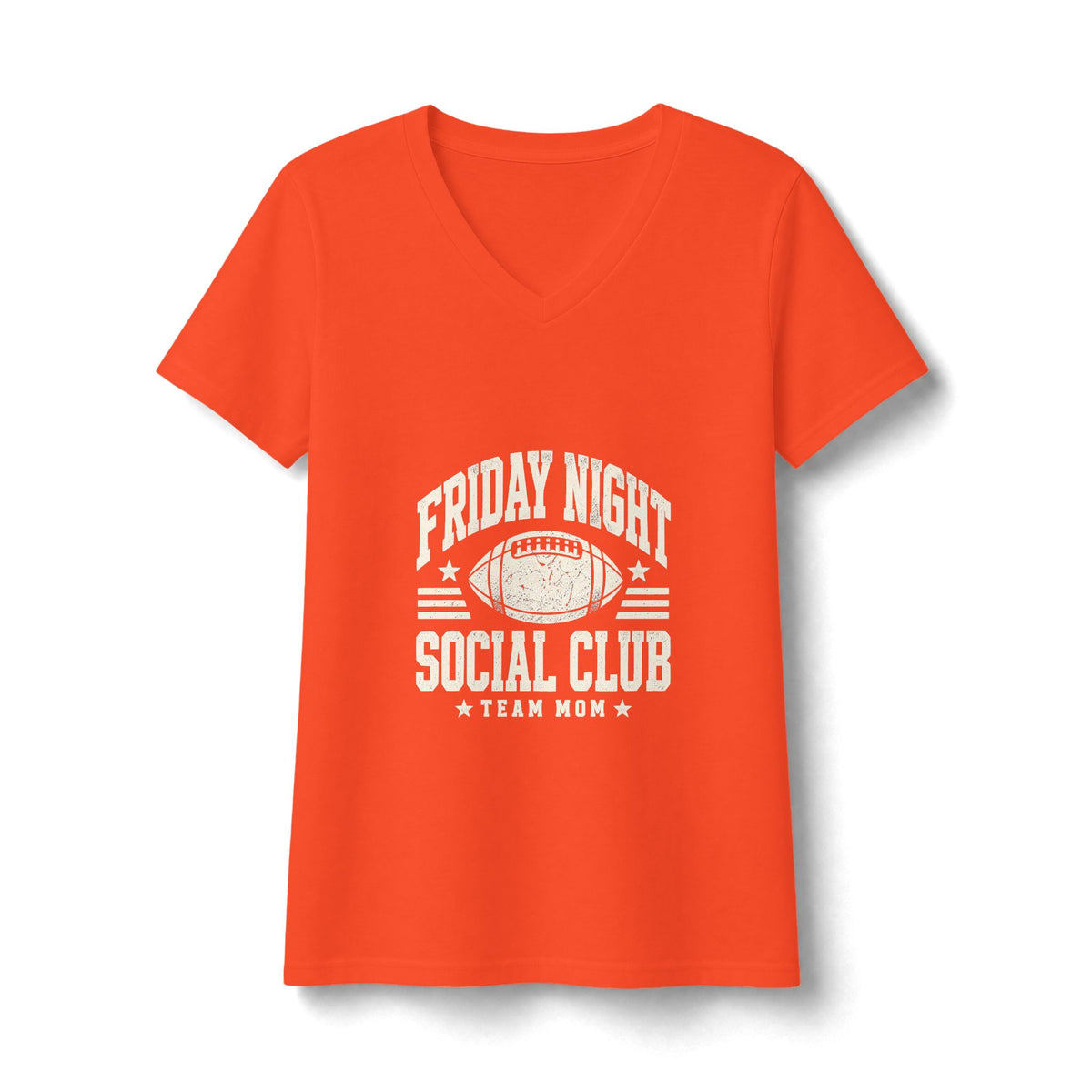 Friday Night Social Club V-Neck Tee — Team Mom Football T-Shirt