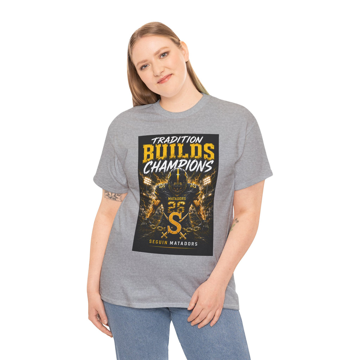 Tradition Builds Champions Football T‑Shirt — Senior Matadors Team Tee
