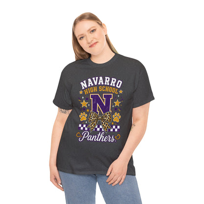 Navarro Panthers High School Tee — 'N' Leopard Ribbon Paw Print Design
