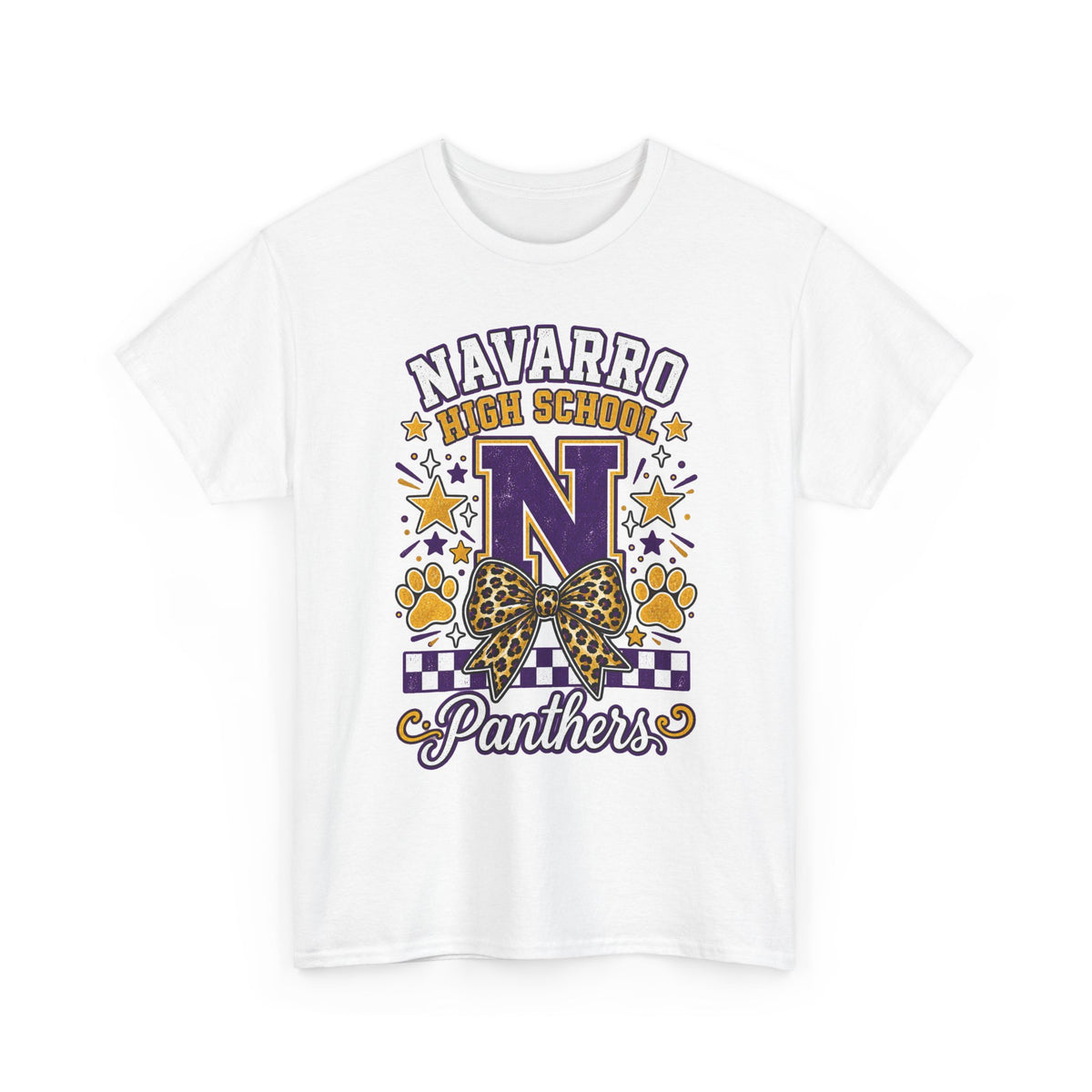 Navarro Panthers High School Tee — 'N' Leopard Ribbon Paw Print Design