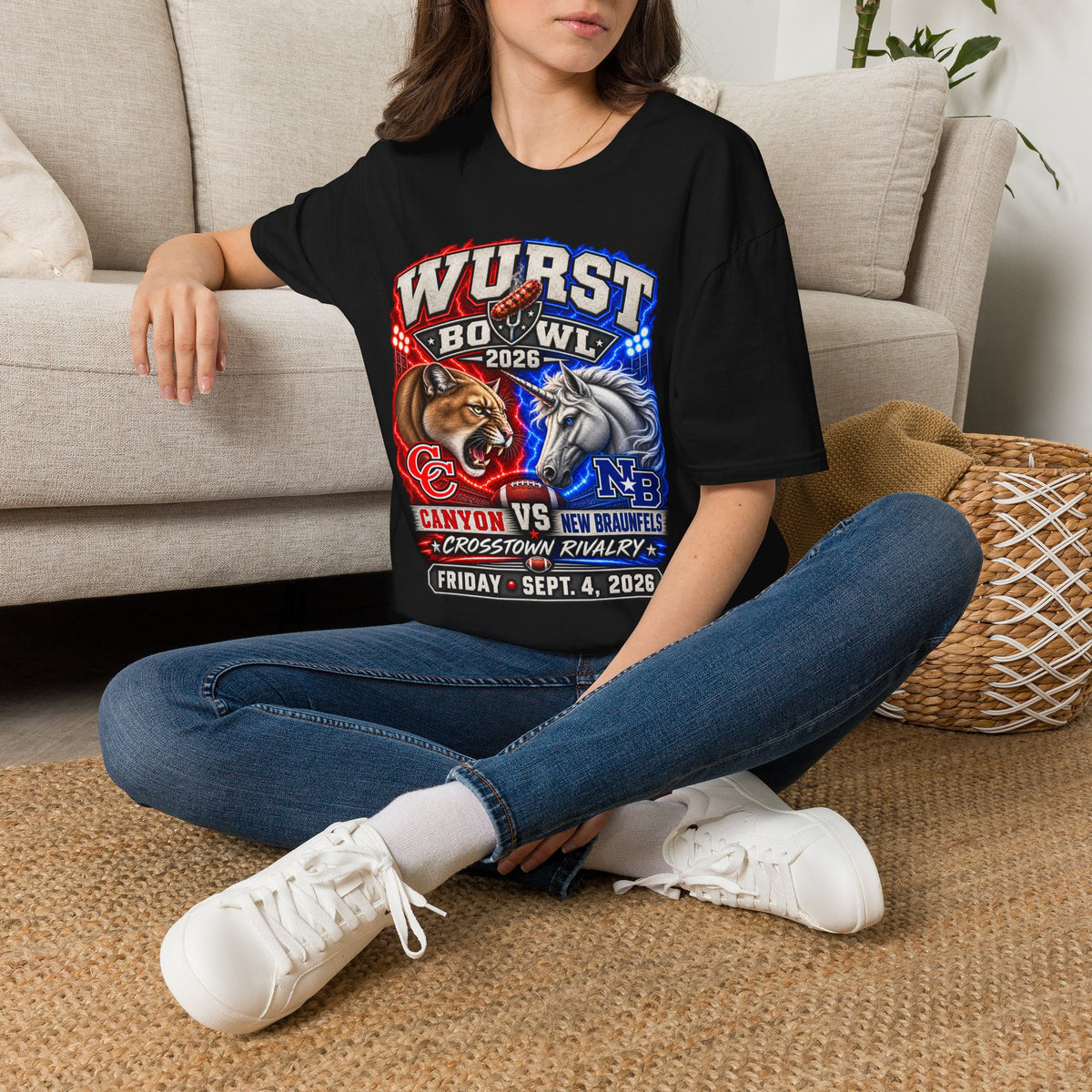 Wurst Bowl 2026 T‑Shirt — Rivalry Game Day Tee (Sausage vs. Unicorn)