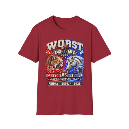 Wurst Bowl 2026 T‑Shirt — Rivalry Game Day Tee (Sausage vs. Unicorn)