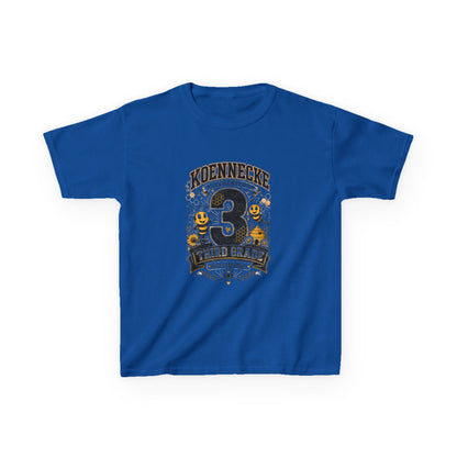Third Grade Kids T‑Shirt — Personalized 'Koennecke 3' Back to School Tee