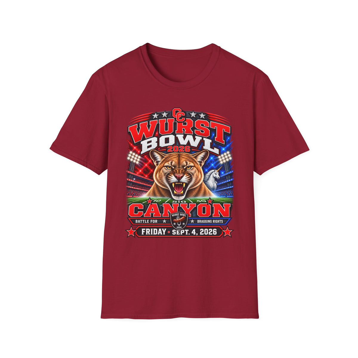 Wurst Bowl 2026 T-Shirt — Canyon Football Game Day Tee