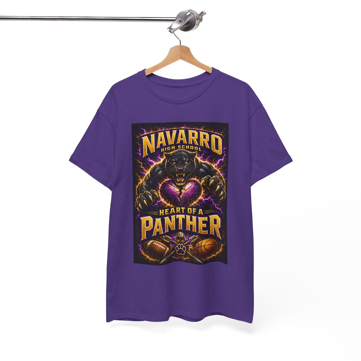 Panther Football Tee — "Navarro Heart of a Panther" High School Mascot Shirt