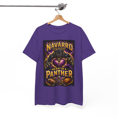 Panther Football Tee — "Navarro Heart of a Panther" High School Mascot Shirt