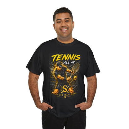 Tennis All In Graphic Tee — Vintage Tennis Player Poster Shirt