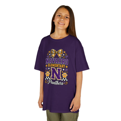 Kids Navarro Elementary Panthers T‑Shirt — Purple & Gold School Spirit Tee