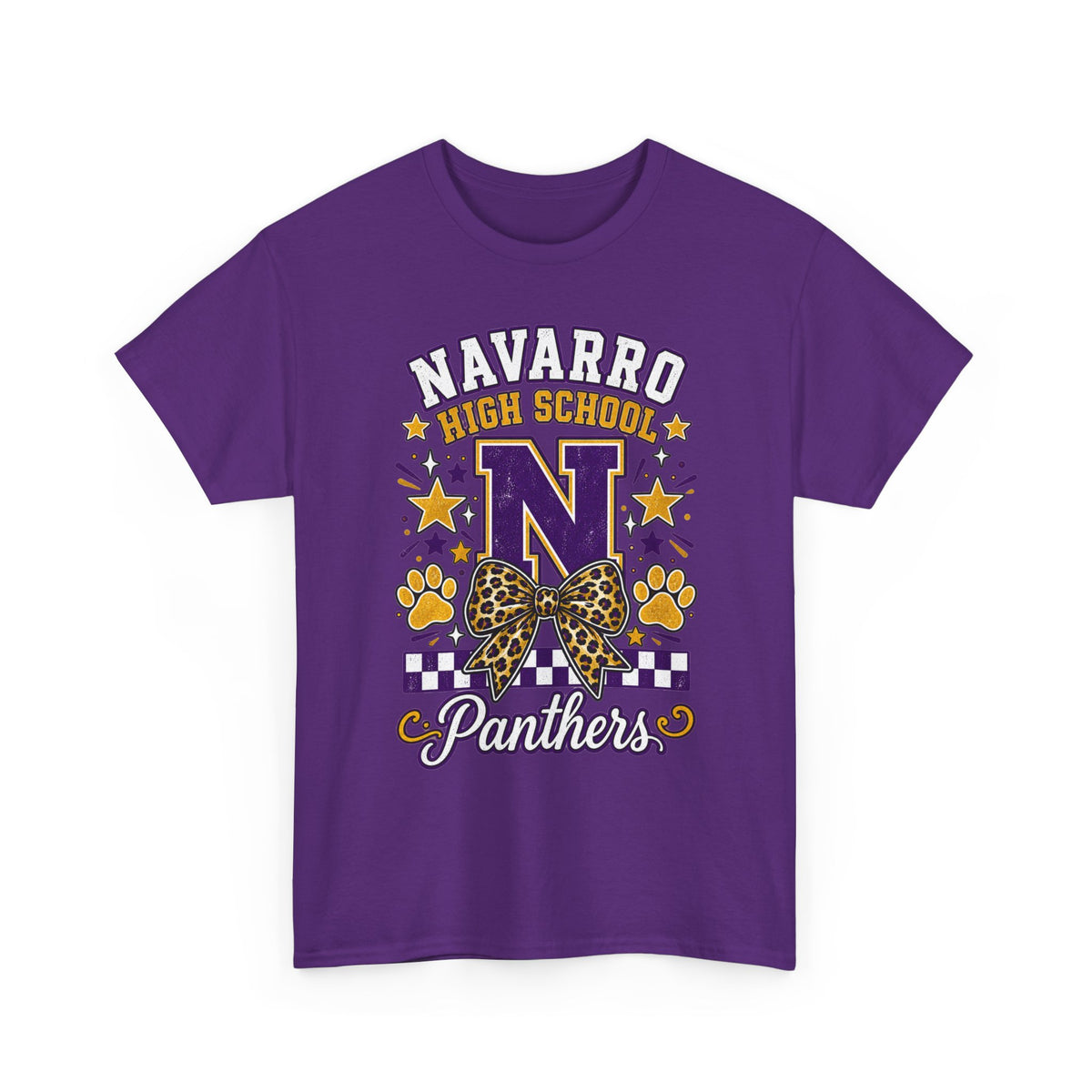 Navarro Panthers High School Tee — 'N' Leopard Ribbon Paw Print Design