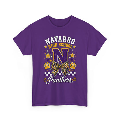 Navarro Panthers High School Tee — 'N' Leopard Ribbon Paw Print Design