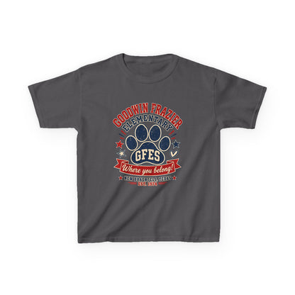 Kids Tee — Goodwin Frazier Elementary GFES Paw Print School Spirit Shirt