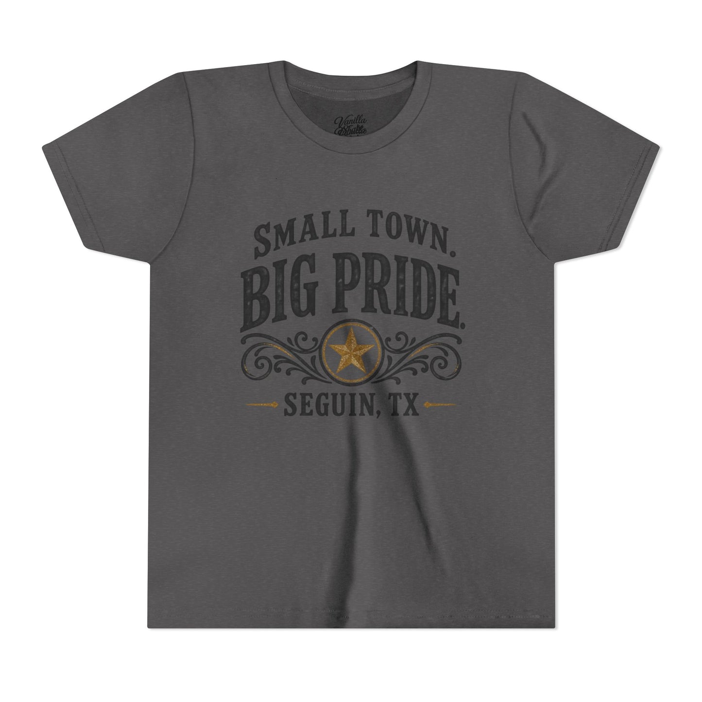 Youth Tee — "Small Town. Big Pride. Seguin, TX" Vintage Star