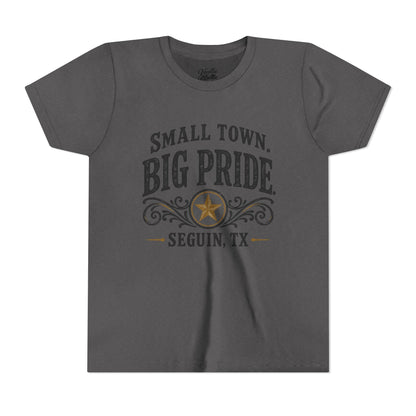 Youth Tee — "Small Town. Big Pride. Seguin, TX" Vintage Star