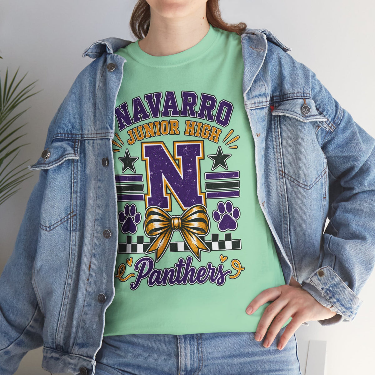 Navarro Junior High Panthers T-Shirt – School Spirit Tee with Purple & Gold Mascot Design
