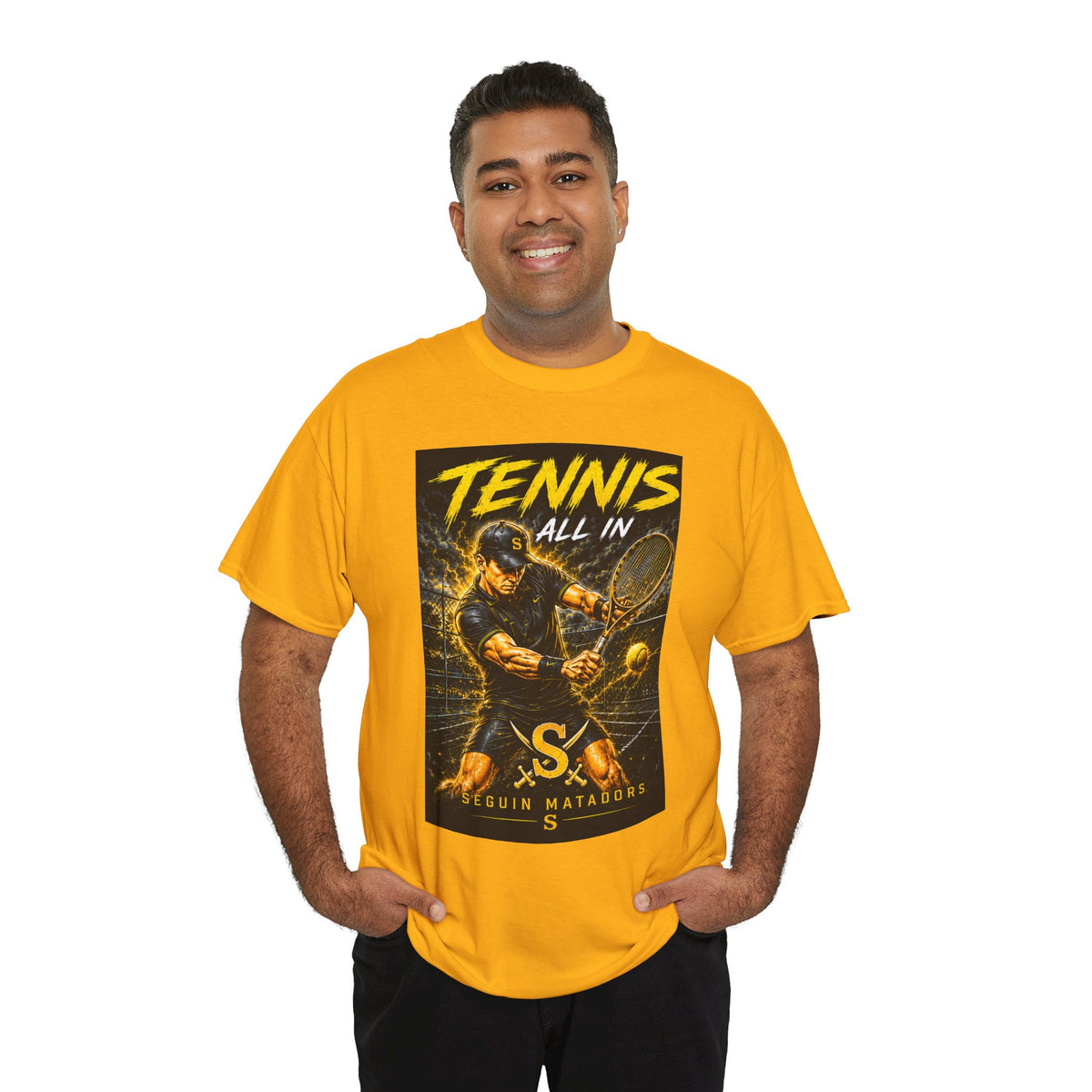 Tennis All In Graphic Tee — Vintage Tennis Player Poster Shirt