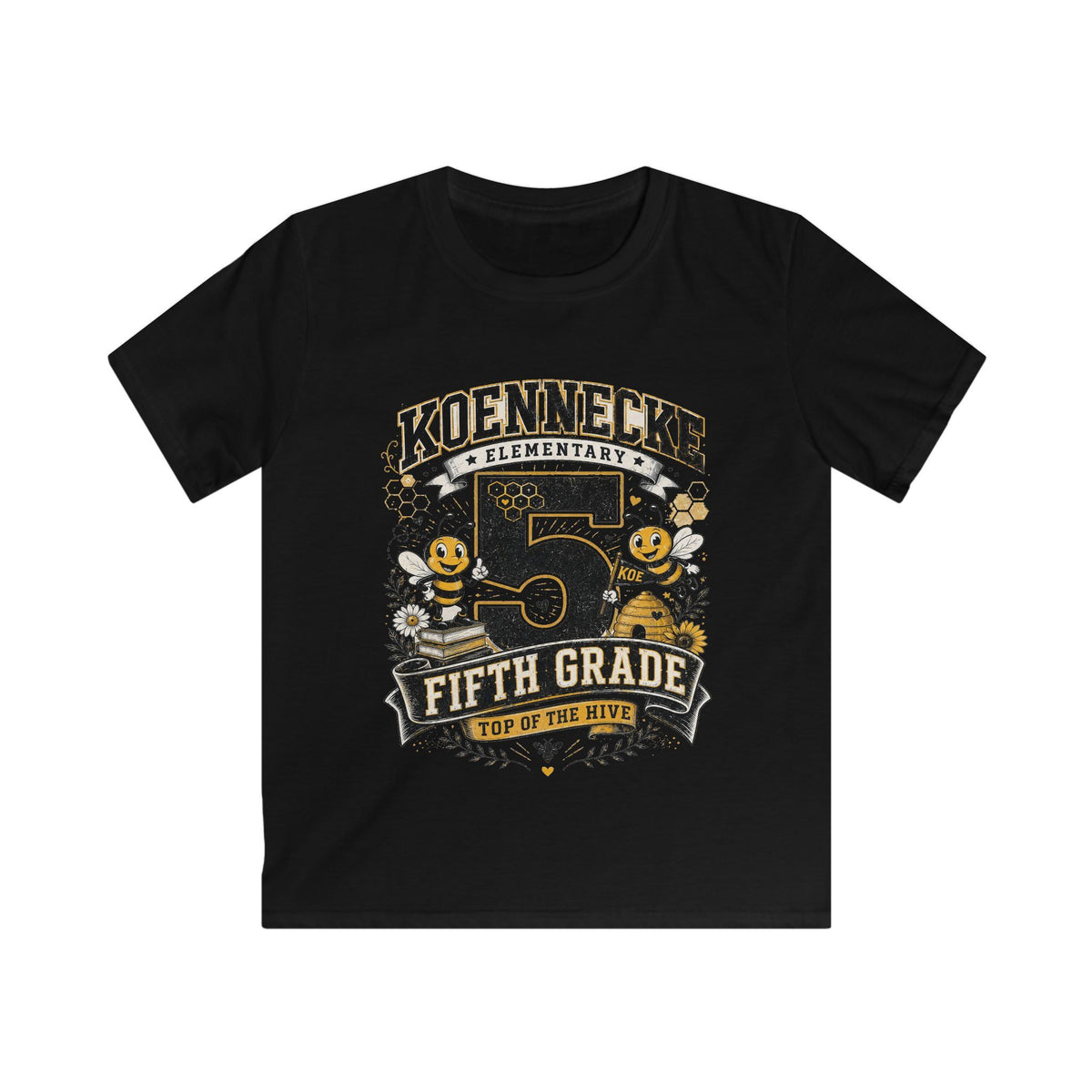 Fifth Grade Kids Tee - 'Koennecke Elementary Top of the Hive' School Spirit Shirt