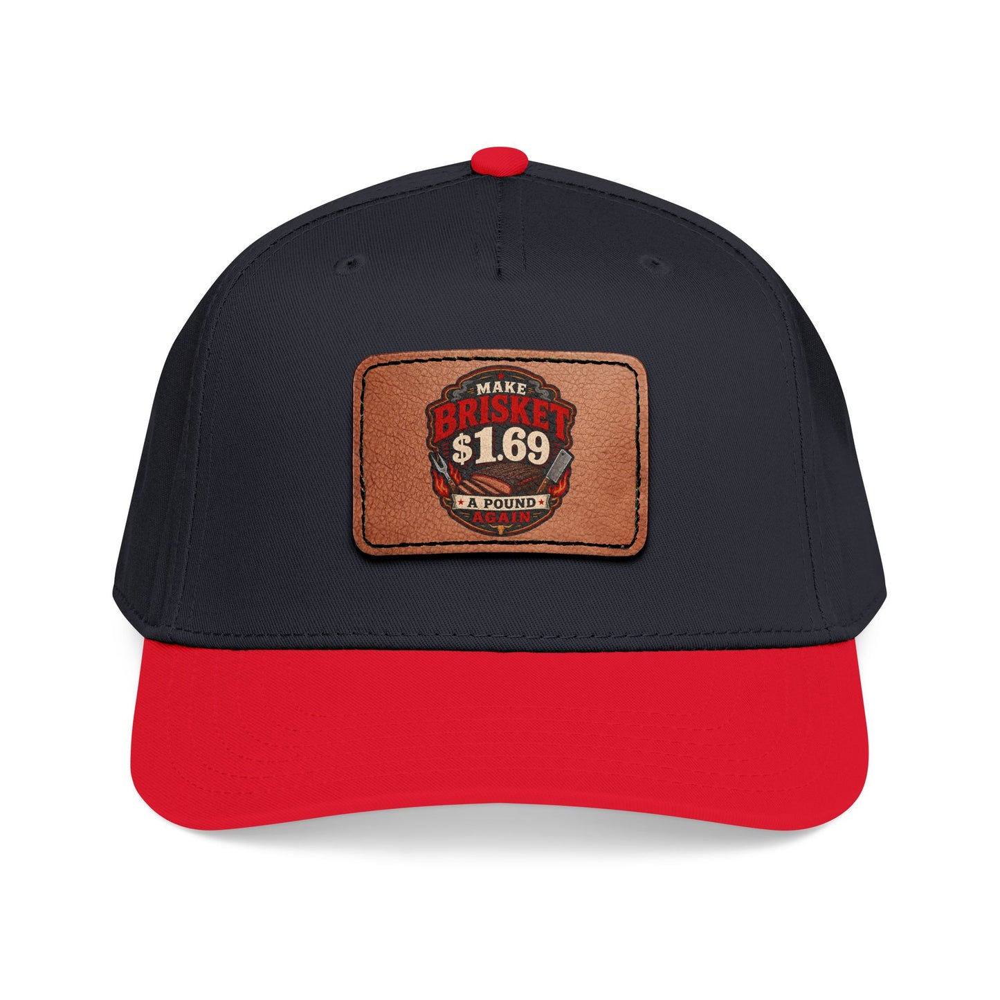 VSA Brisket Mid Profile Baseball Cap with Leather Patch (Rectangle)