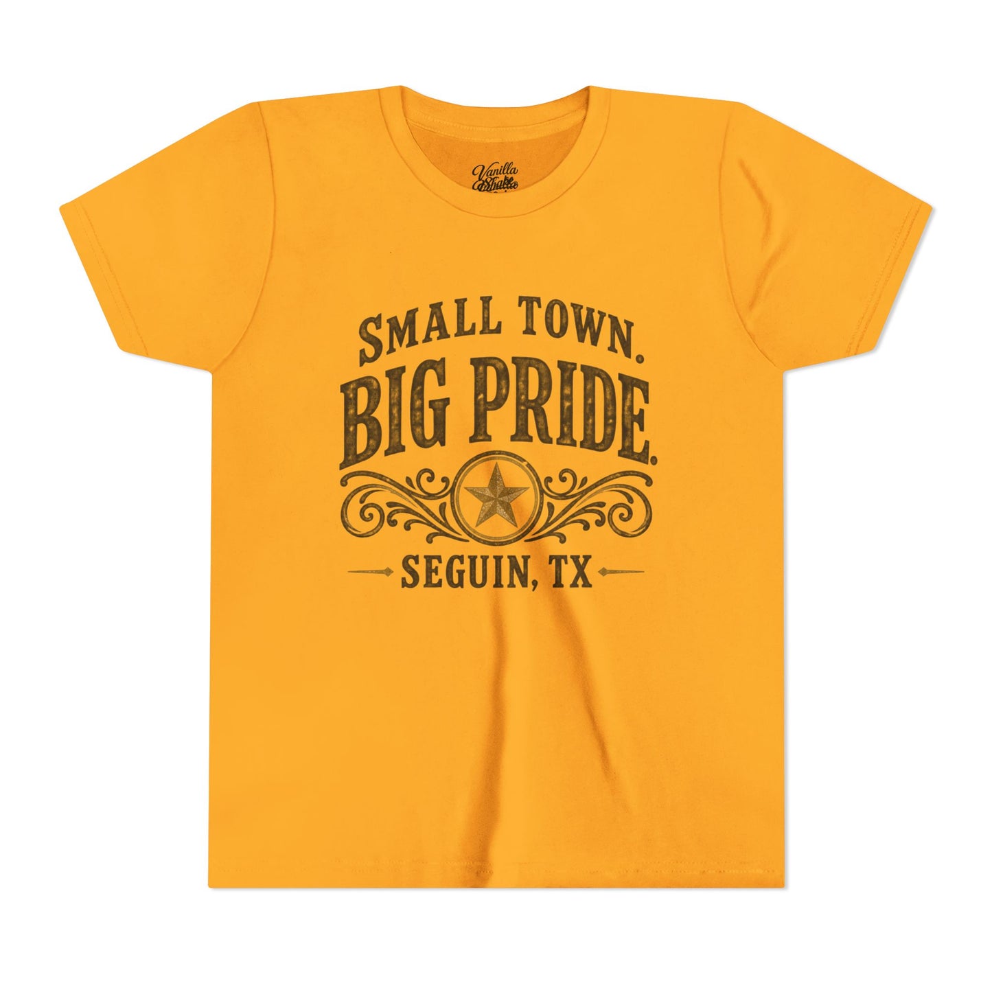 Youth Tee — "Small Town. Big Pride. Seguin, TX" Vintage Star