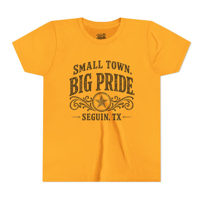 Youth Tee — "Small Town. Big Pride. Seguin, TX" Vintage Star