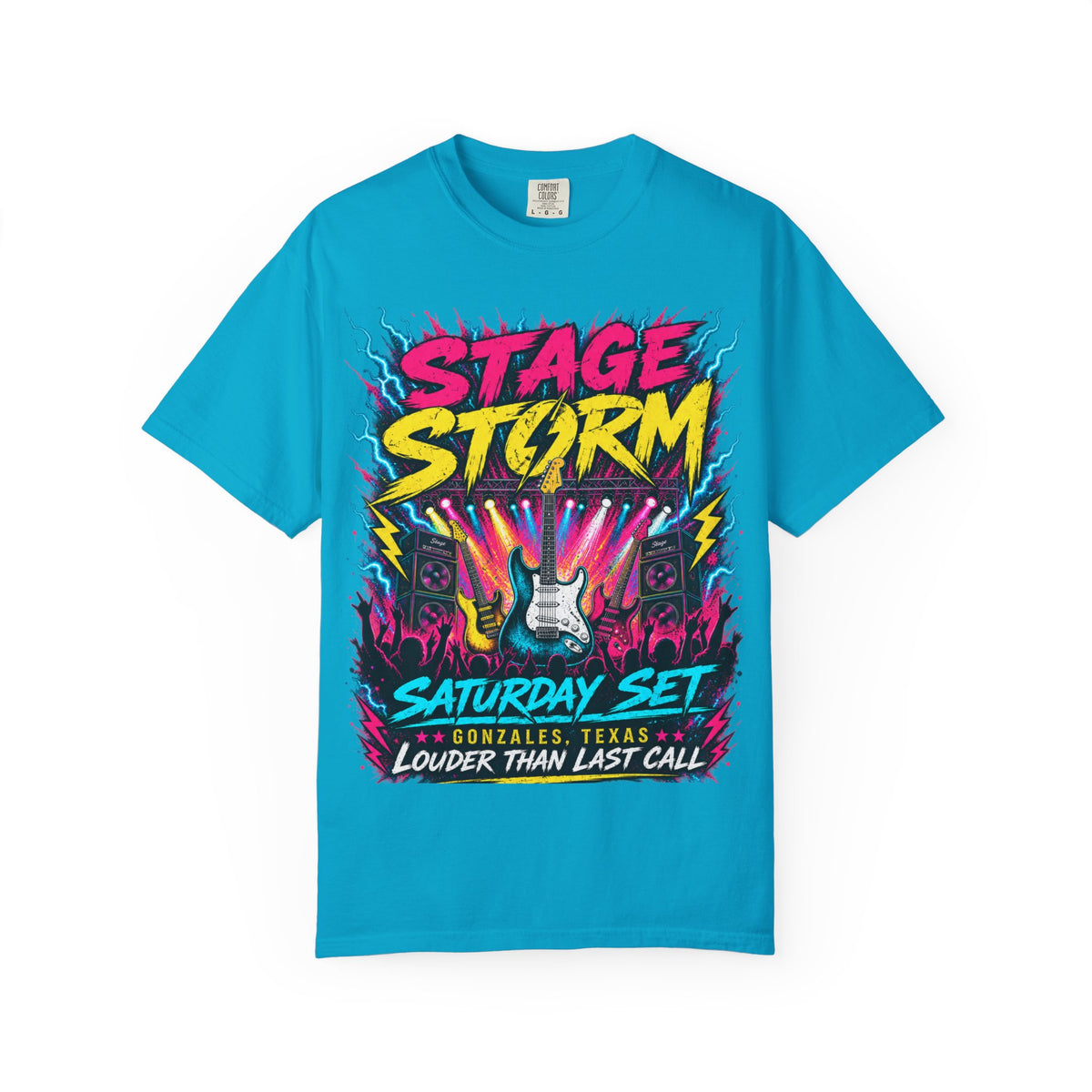 Stage Storm Rock Band T-Shirt — "Stage Storm" Guitar Concert Graphic Tee