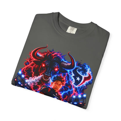 Houston Texans Bull Graphic T-Shirt — Neon Player & Team Logo Football Tee