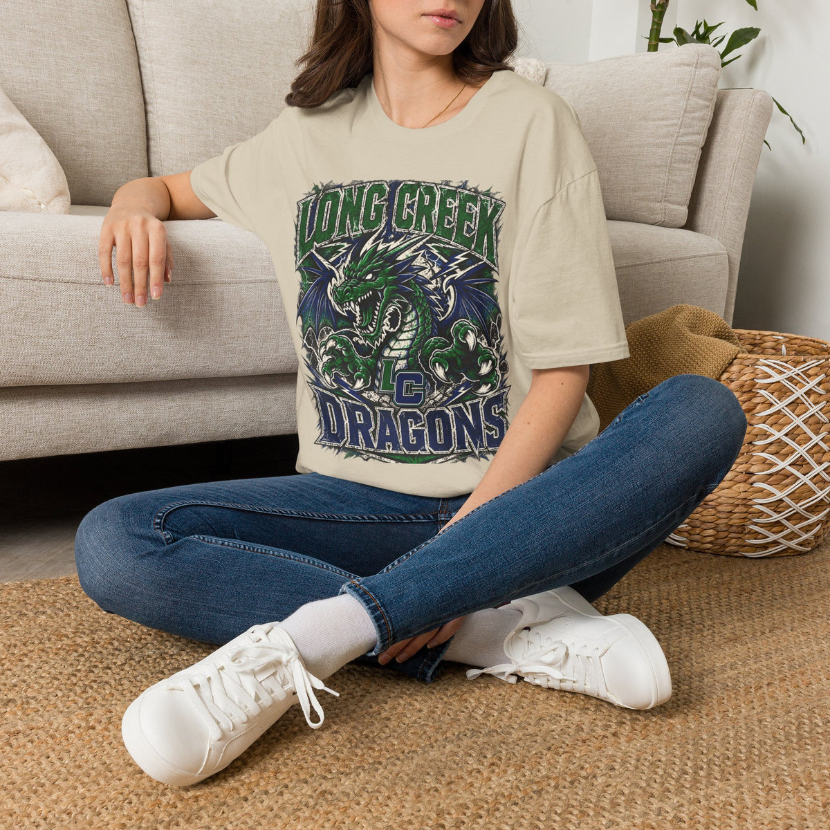 Long Creek Dragons T-Shirt — Vintage Green Dragon School Spirit Tee