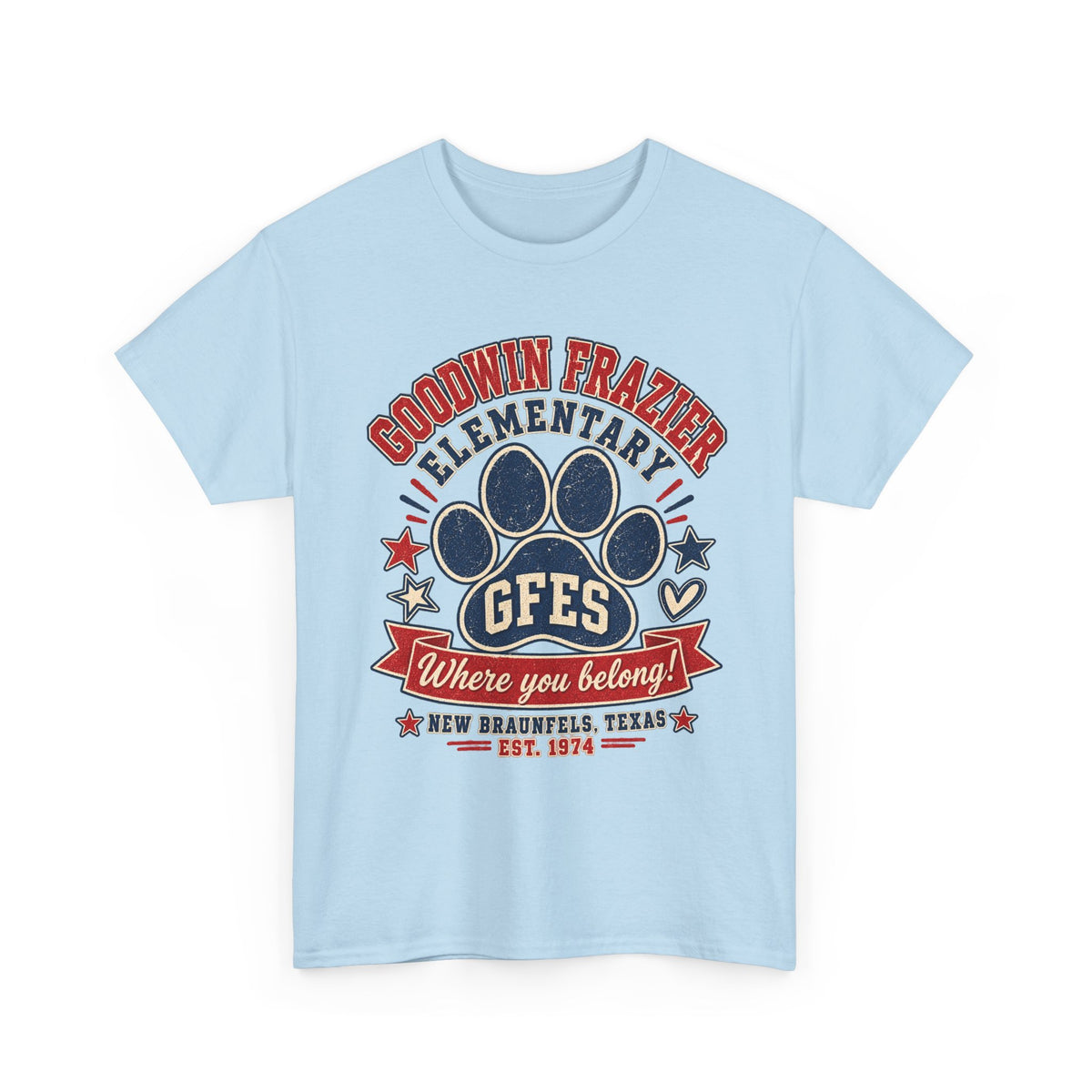 Goodwin Frazier Elementary GFES Paw Print T-Shirt — Where You Belong School Spirit Tee