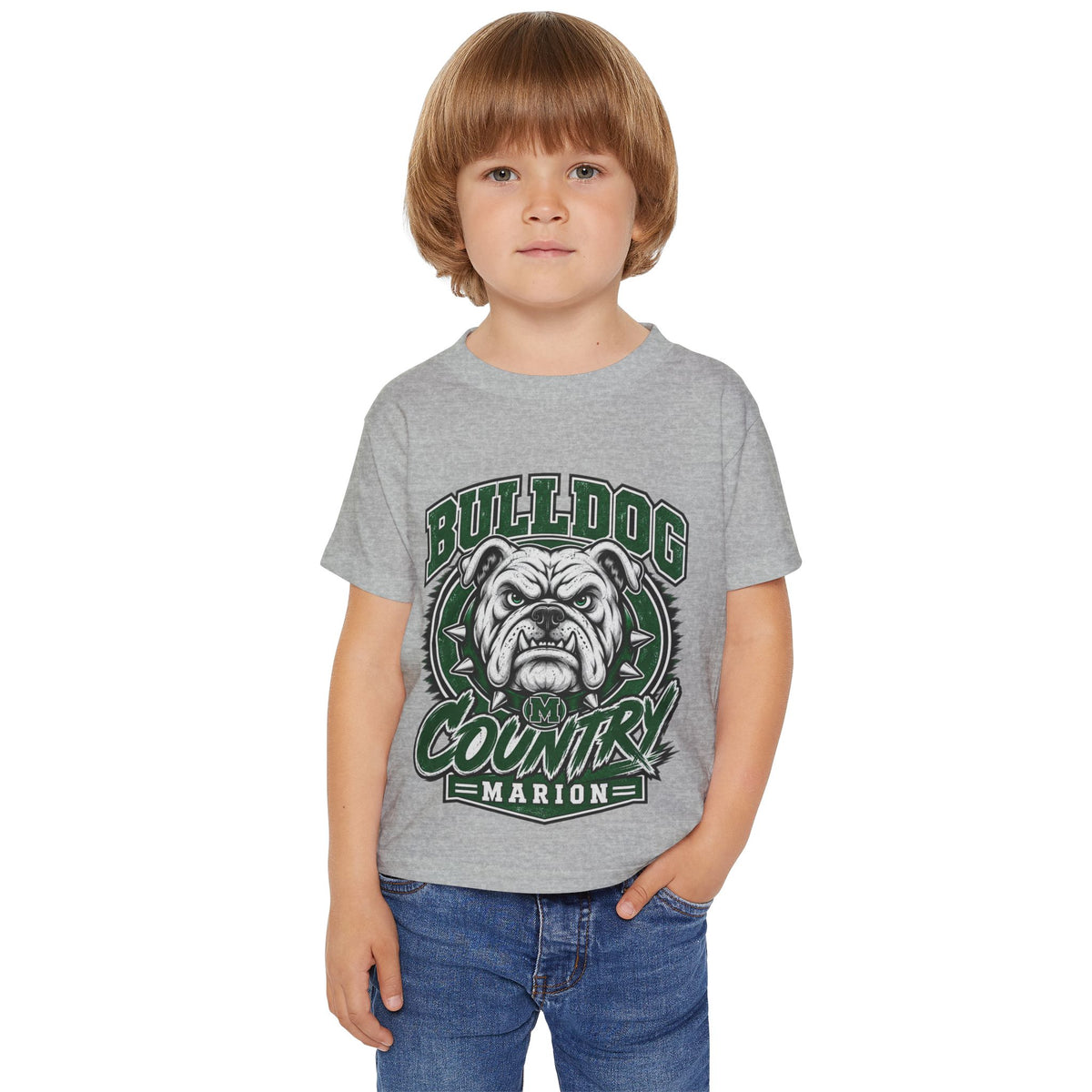 Bulldog Country Toddler T-Shirt — Marion Bulldogs Personalized Number (e.g., Jordan 74)