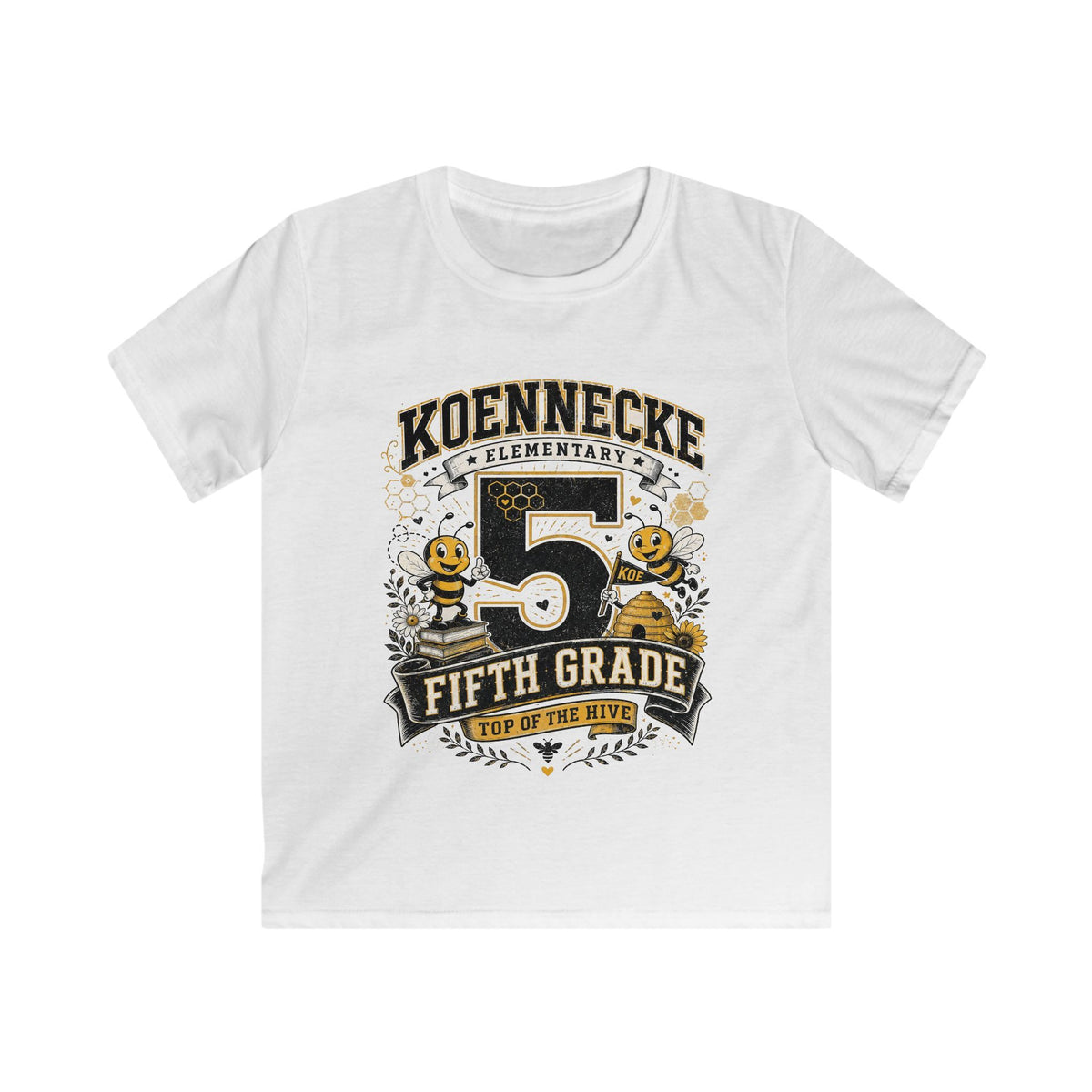 Fifth Grade Kids Tee - 'Koennecke Elementary Top of the Hive' School Spirit Shirt